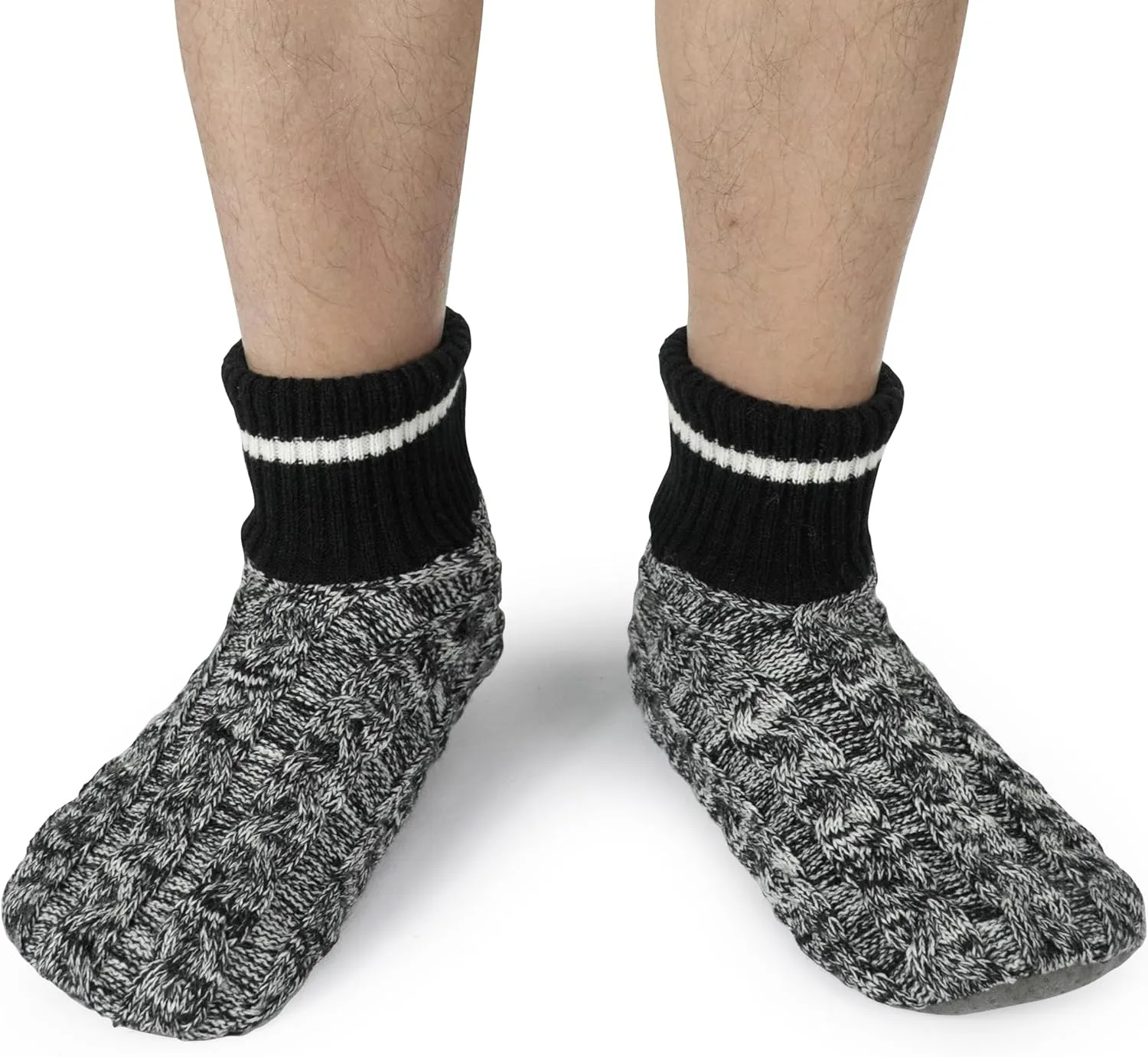BenSorts Men Fuzzy Slipper Socks with Grippers Non Slip Indoor House Socks Christmas Gifts