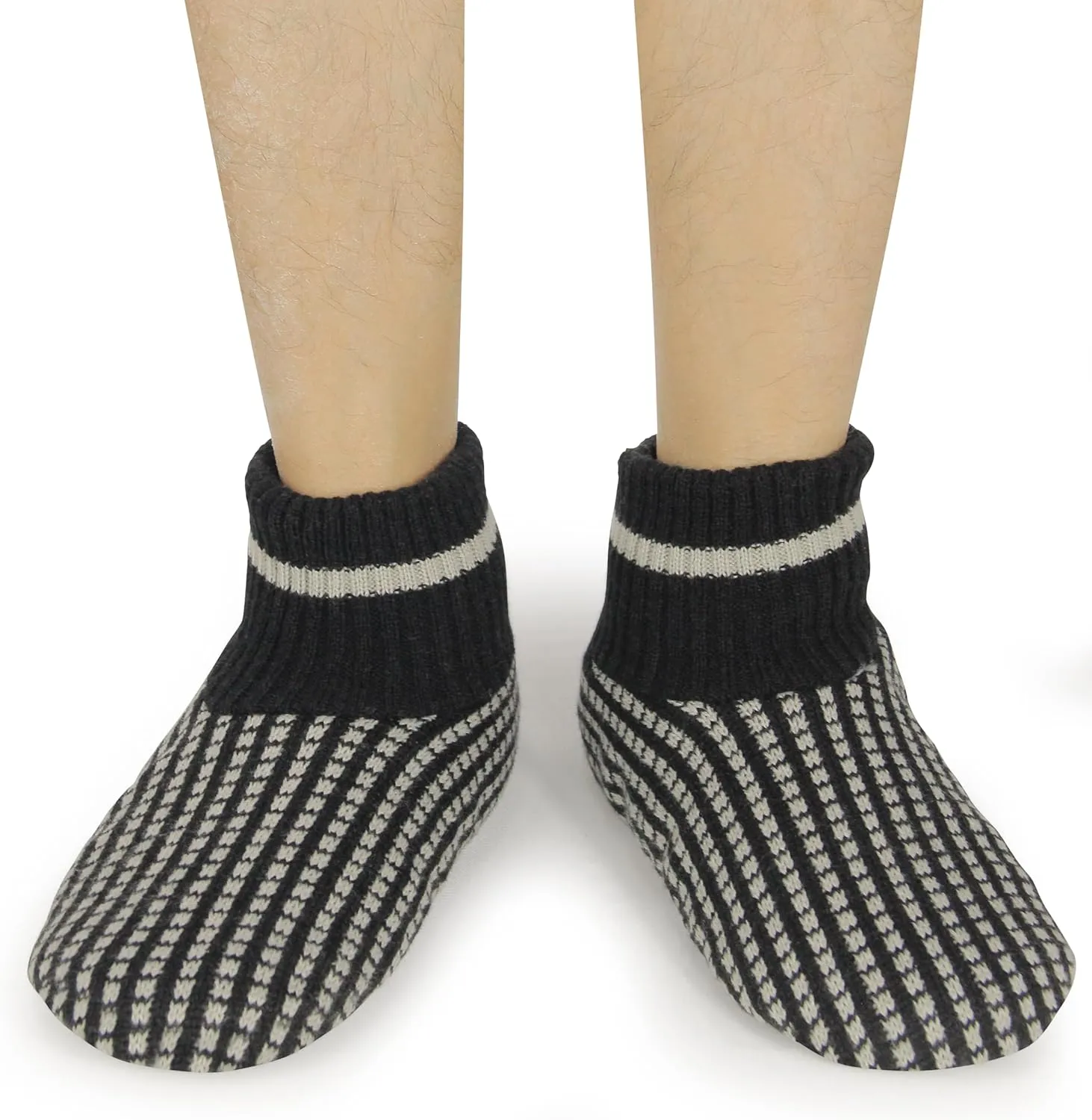 BenSorts Men Fuzzy Slipper Socks with Grippers Non Slip Indoor House Socks Christmas Gifts