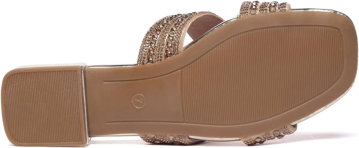 Bernal Women Sparkle Rhinestone Slide Sandals Fashion Outdoor Slip On H-Band Flat Slippers Summer Beach Sandals