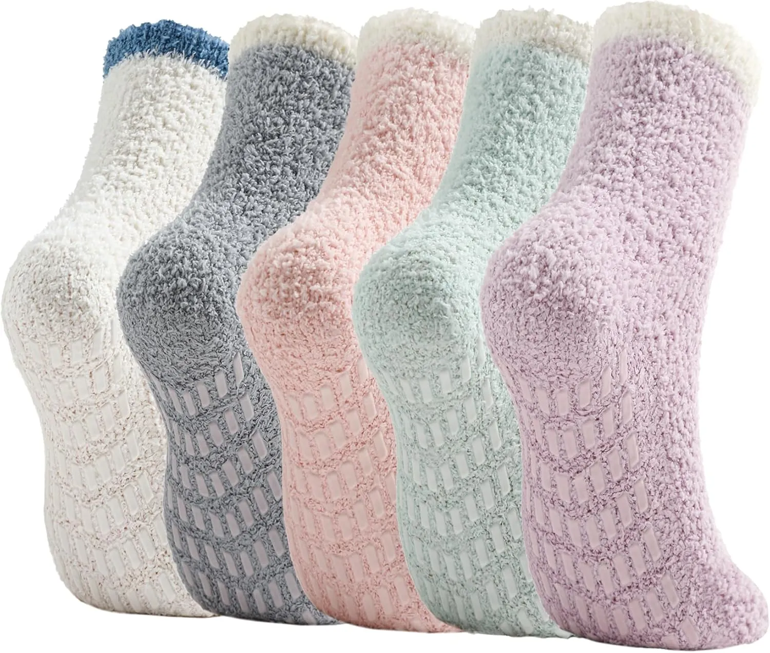Bevigorio Non Slip Slipper Socks for Women Hospital Fuzzy Socks with Grips Cozy Grippy Winter Warm Gifts