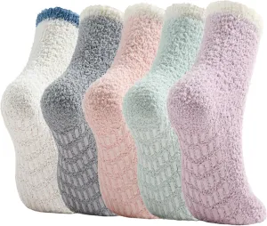 Bevigorio Non Slip Slipper Socks for Women Hospital Fuzzy Socks with Grips Cozy Grippy Winter Warm Gifts