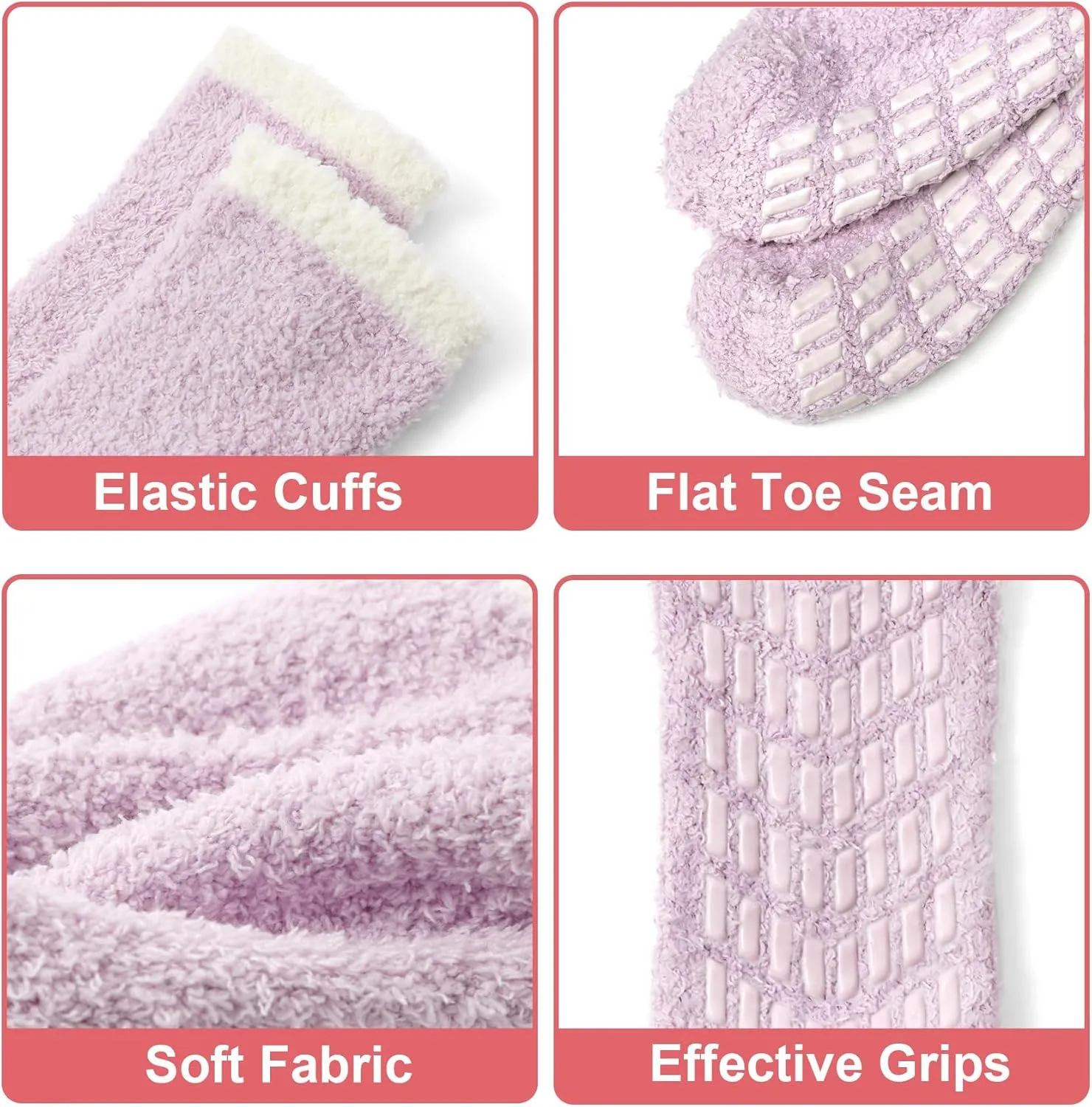 Bevigorio Non Slip Slipper Socks for Women Hospital Fuzzy Socks with Grips Cozy Grippy Winter Warm Gifts