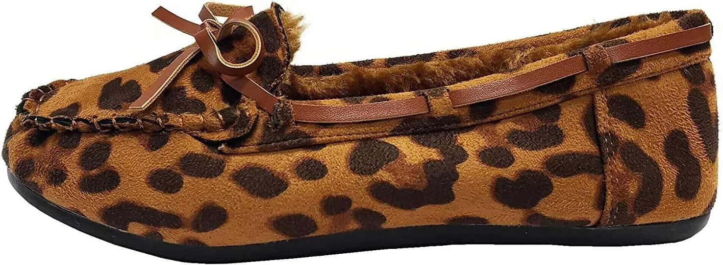 Blueberry Womens Faux Soft Suede Fur Lined Moccasin House Slippers Indoor Outdoor