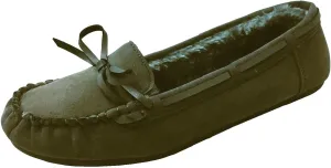 Blueberry Womens Faux Soft Suede Fur Lined Moccasin House Slippers Indoor Outdoor