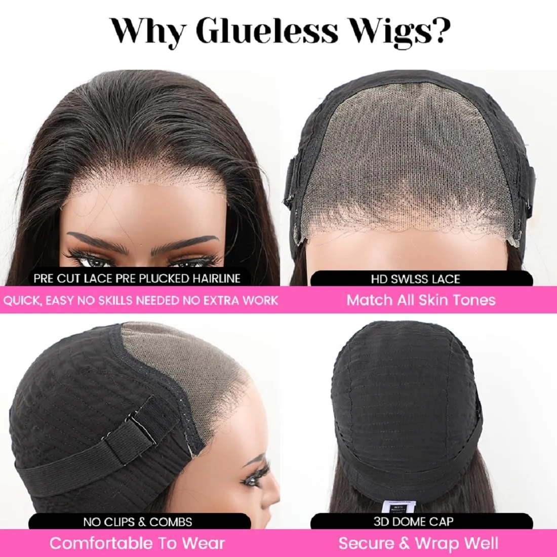BLY 6x4 HD Lace Glueless Bob Wig Classic Silky Straight Human Hair Ready to Wear and Go Short Bob Lace Pre Cut for Women Pre Plucked Natural Black Color Hair 12 Inch