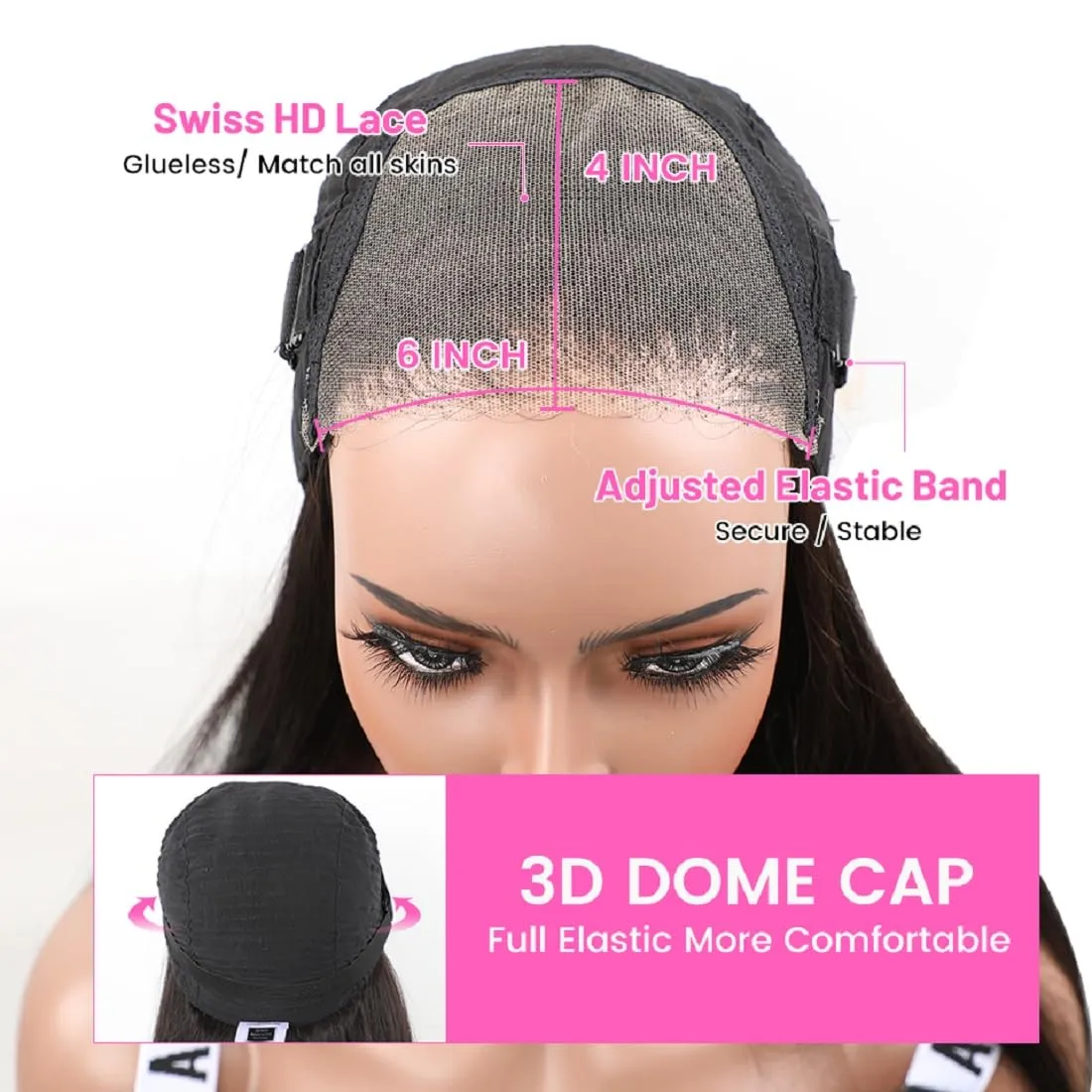 BLY 6x4 HD Lace Glueless Bob Wig Classic Silky Straight Human Hair Ready to Wear and Go Short Bob Lace Pre Cut for Women Pre Plucked Natural Black Color Hair 12 Inch