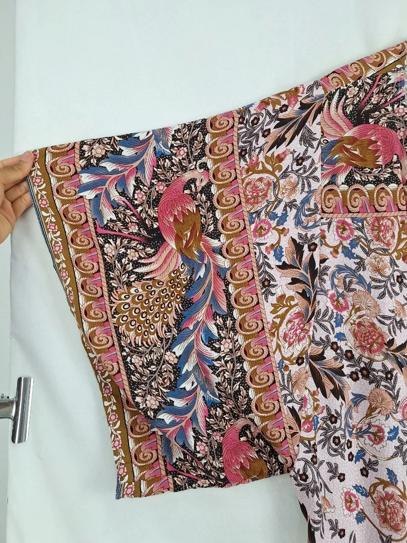 Boho Pink Peacock Lightweight Cardigan Size M