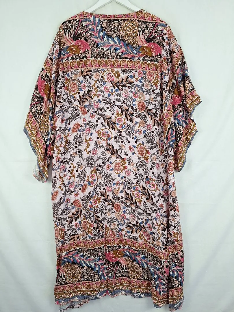 Boho Pink Peacock Lightweight Cardigan Size M