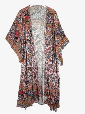 Boho Pink Peacock Lightweight Cardigan Size M