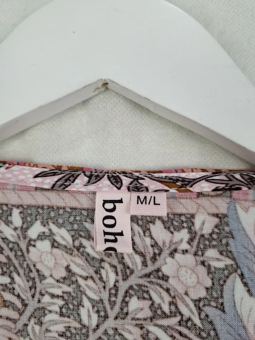Boho Pink Peacock Lightweight Cardigan Size M