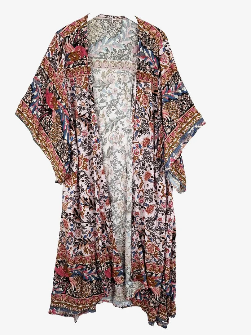 Boho Pink Peacock Lightweight Cardigan Size M