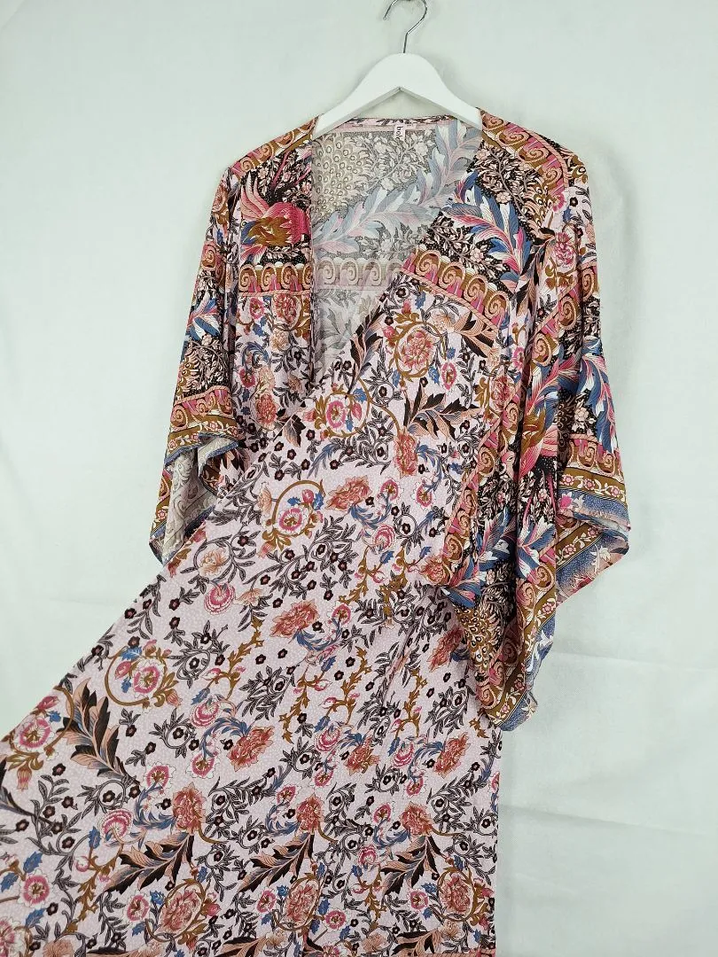 Boho Pink Peacock Lightweight Cardigan Size M