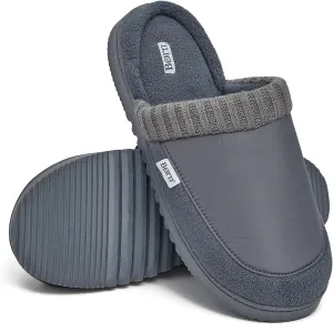 BORN Multi Fabrication Scuff Slippers for Men, Mens Slippers Indoor Fleece-Lined, Gifts for Him