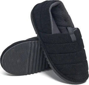 BORN Quilted Corduroy or Plaid Mens Slippers, Fleece or Sherpa-Lined House Slippers for Men, Gifts for Him