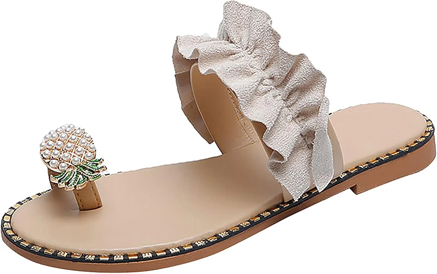 Bowknot Toe Ring Flat Slides for Women Casual Sandals Beach Shoes Boho Slippers Summer Slippers