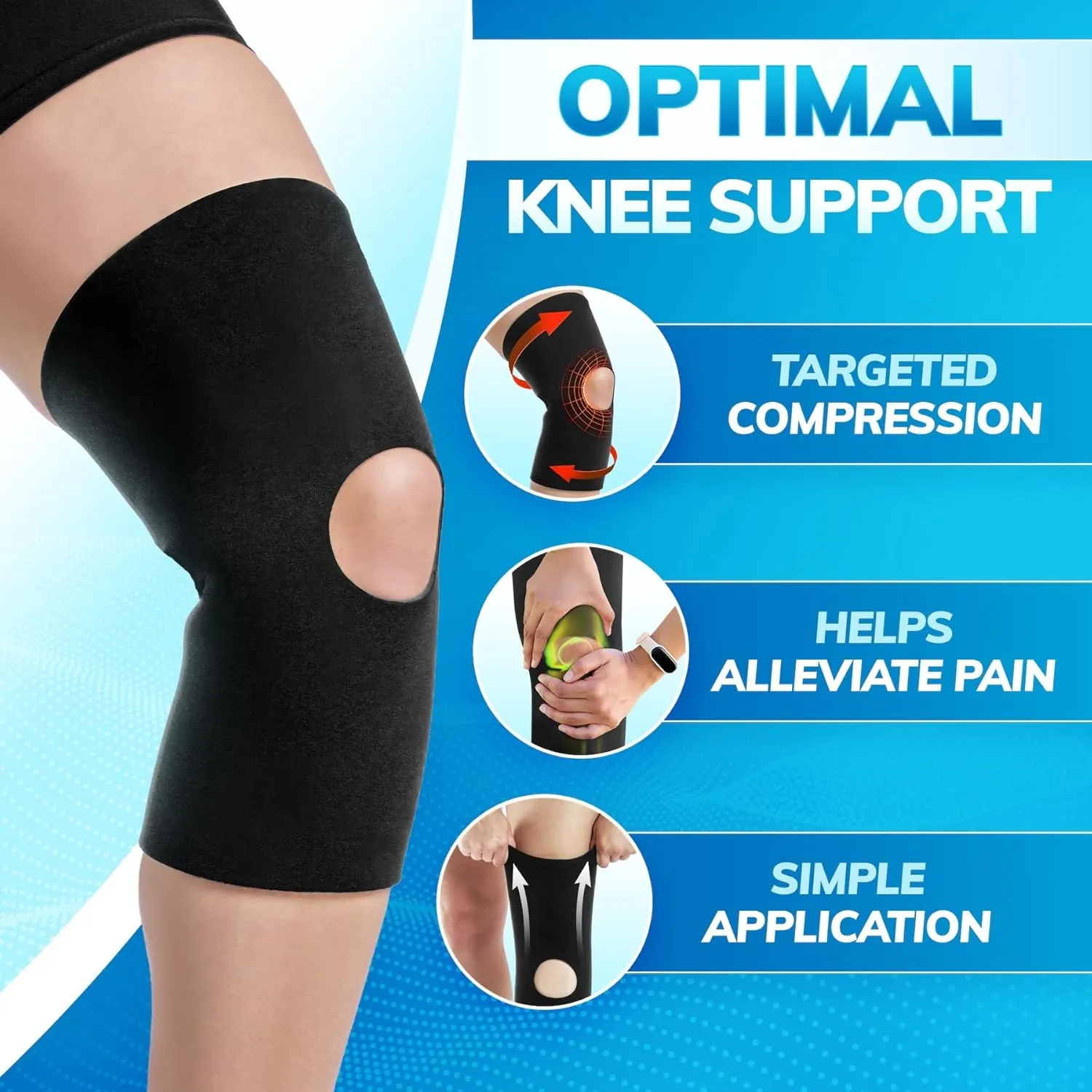 BraceAbility Open Patella/Open Back Neoprene Knee Sleeve | Water-Resistant Athletic Compression Knee Brace for Swimming, Wakeboarding, Scuba Diving, Surfing, Waterskiing and Other Sports (Large)