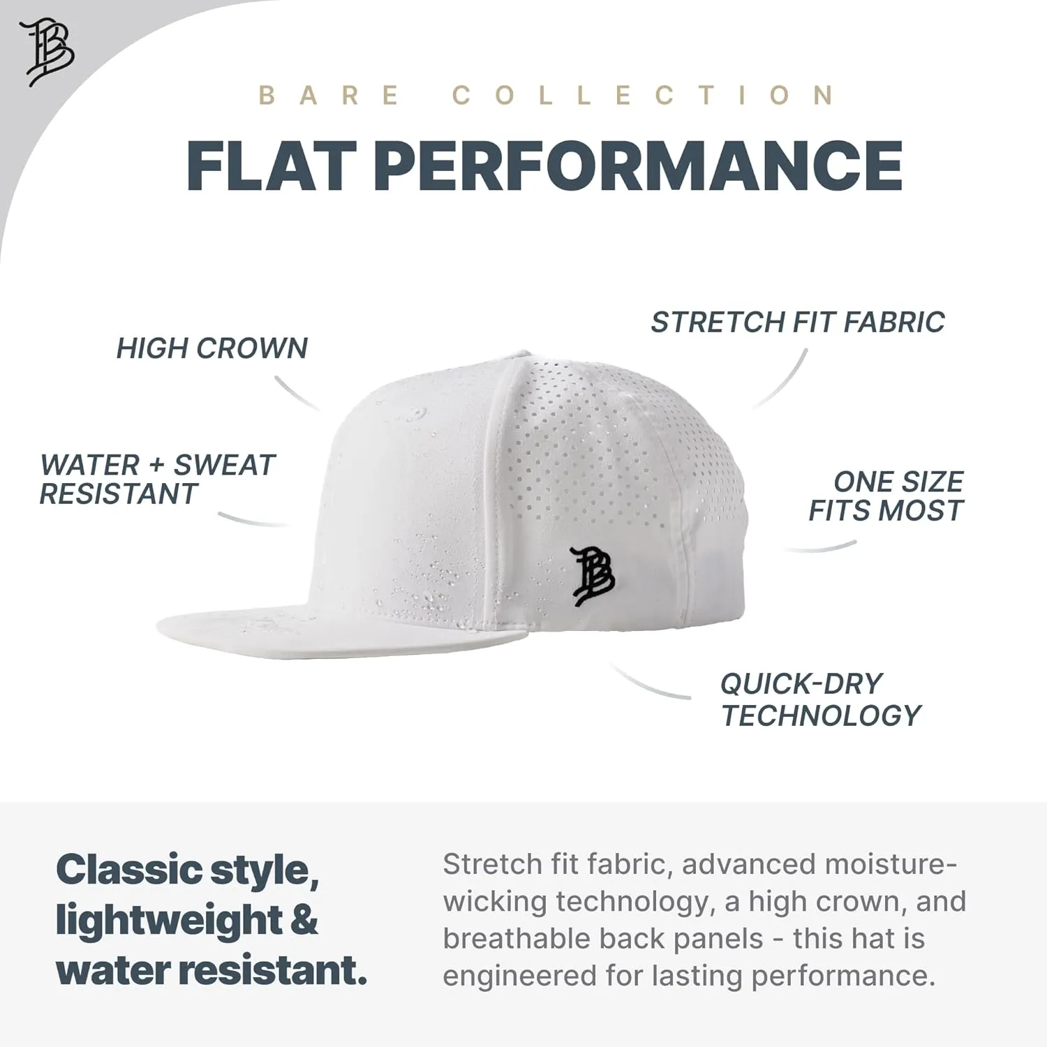 Branded Bills New Jersey Stealth PVC Flat Performance, Snapback Closure, Lightweight, Comfortable Baseball Cap