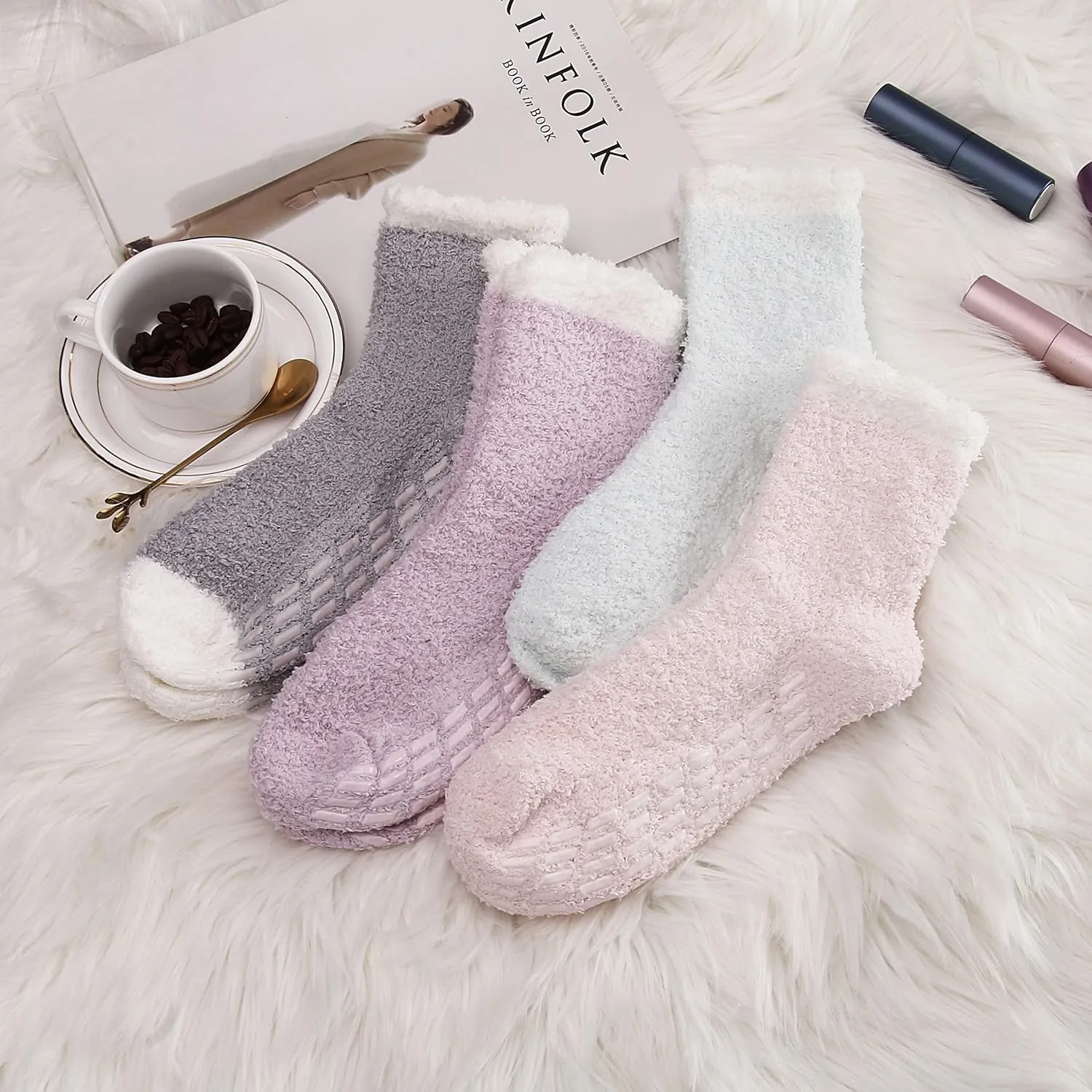 Breslatte Non Slip Hospital Socks with Grips for Women Grip Slipper Socks for Women Gifts