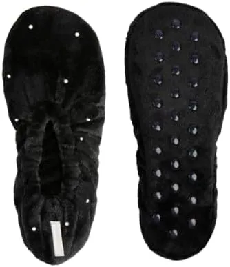 Brookstone Plush Footies - Slippers with Memory Foam Insole - Ultra-Soft Sherpa Footies for Indoor Wear, Non-Skid Sole, One-Size-Fits-Most, Machine Washable Slippers for Women