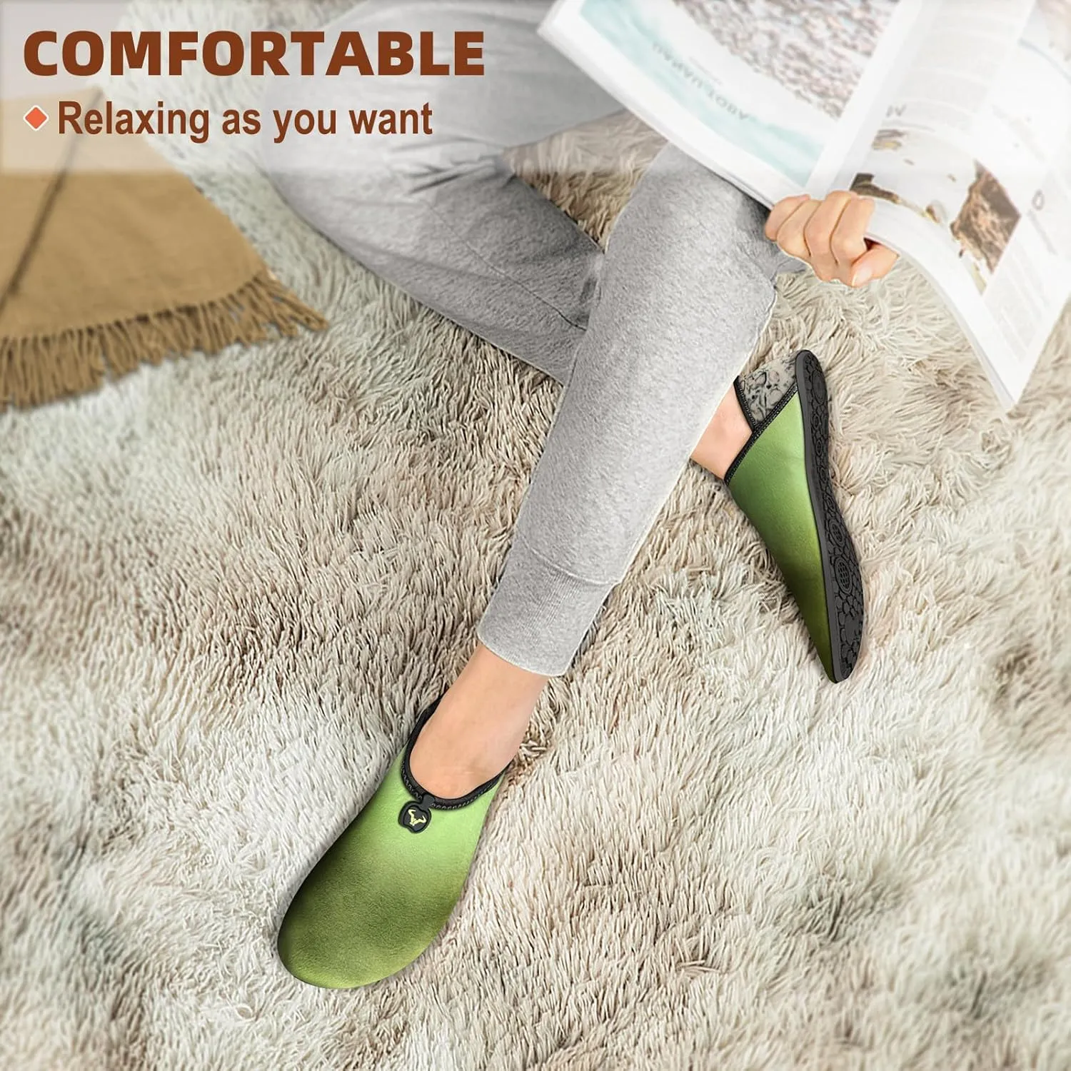 BULLIANT Women Slippers Socks, Slip on Shoes for Women Barefoot Yoga Shoe Comfortable Stretch Fit