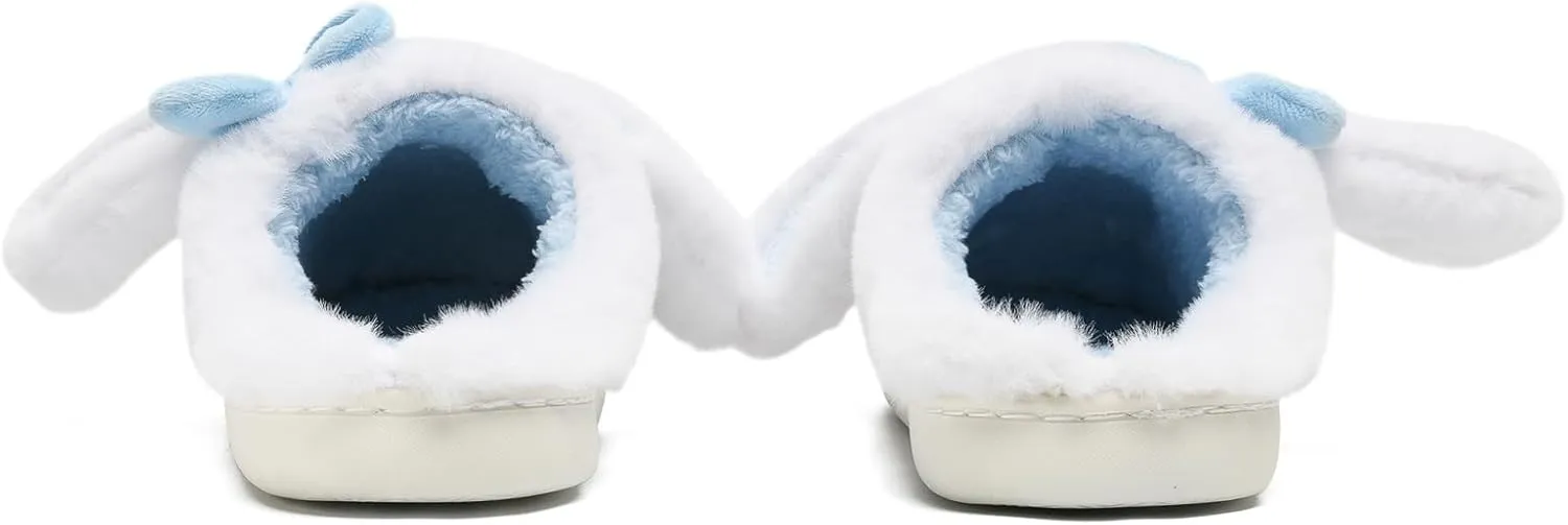 Bunny Animal Slippers for Women and Men, Cute Bow Fuzzy Fluffy Comfy Plush Cartoon Woman Preppy Funny Furry Rabbit Pillow Cloud Home Bedroom House Slipper for Womens Indoor and Outdoor