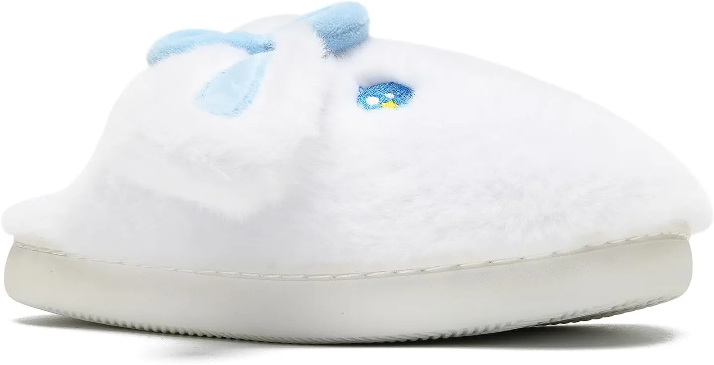 Bunny Animal Slippers for Women and Men, Cute Bow Fuzzy Fluffy Comfy Plush Cartoon Woman Preppy Funny Furry Rabbit Pillow Cloud Home Bedroom House Slipper for Womens Indoor and Outdoor