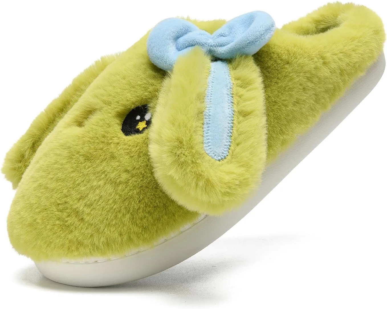 Bunny Animal Slippers for Women and Men, Cute Bow Fuzzy Fluffy Comfy Plush Cartoon Woman Preppy Funny Furry Rabbit Pillow Cloud Home Bedroom House Slipper for Womens Indoor and Outdoor