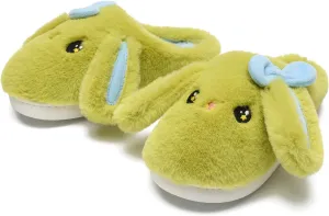 Bunny Animal Slippers for Women and Men, Cute Bow Fuzzy Fluffy Comfy Plush Cartoon Woman Preppy Funny Furry Rabbit Pillow Cloud Home Bedroom House Slipper for Womens Indoor and Outdoor