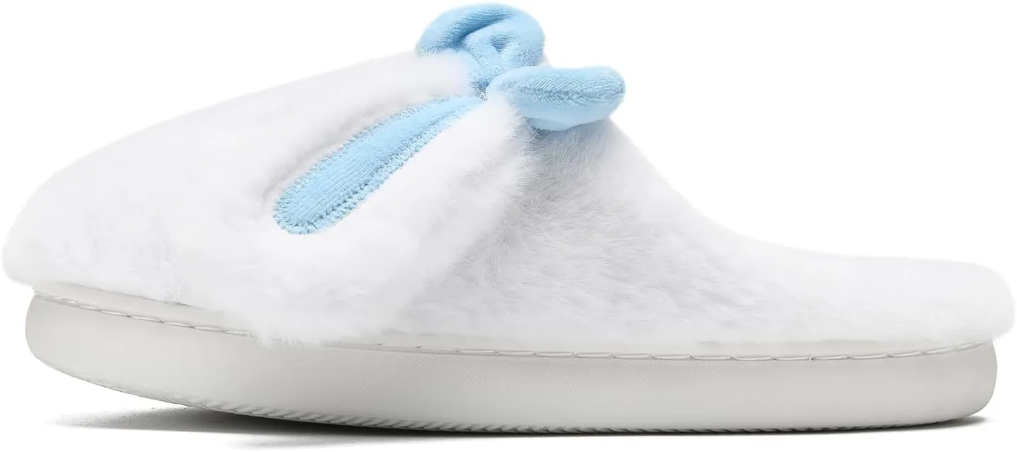 Bunny Animal Slippers for Women and Men, Cute Bow Fuzzy Fluffy Comfy Plush Cartoon Woman Preppy Funny Furry Rabbit Pillow Cloud Home Bedroom House Slipper for Womens Indoor and Outdoor