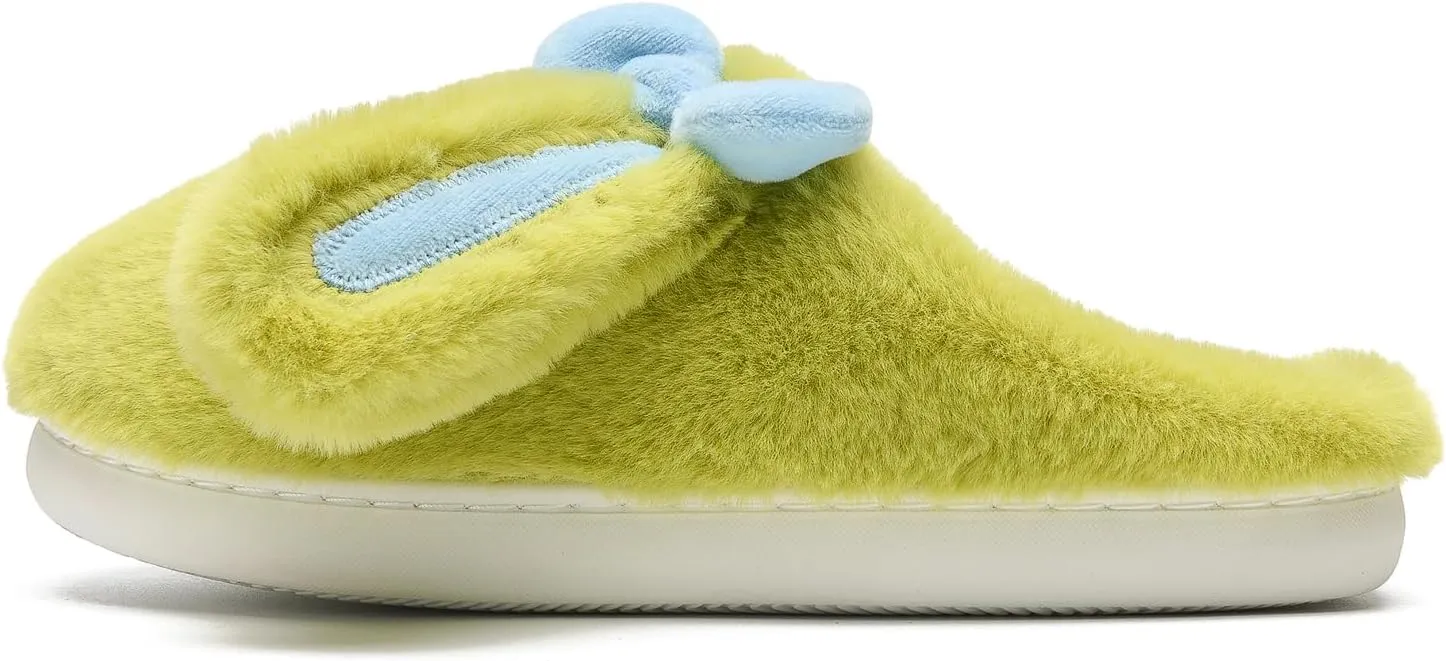 Bunny Animal Slippers for Women and Men, Cute Bow Fuzzy Fluffy Comfy Plush Cartoon Woman Preppy Funny Furry Rabbit Pillow Cloud Home Bedroom House Slipper for Womens Indoor and Outdoor