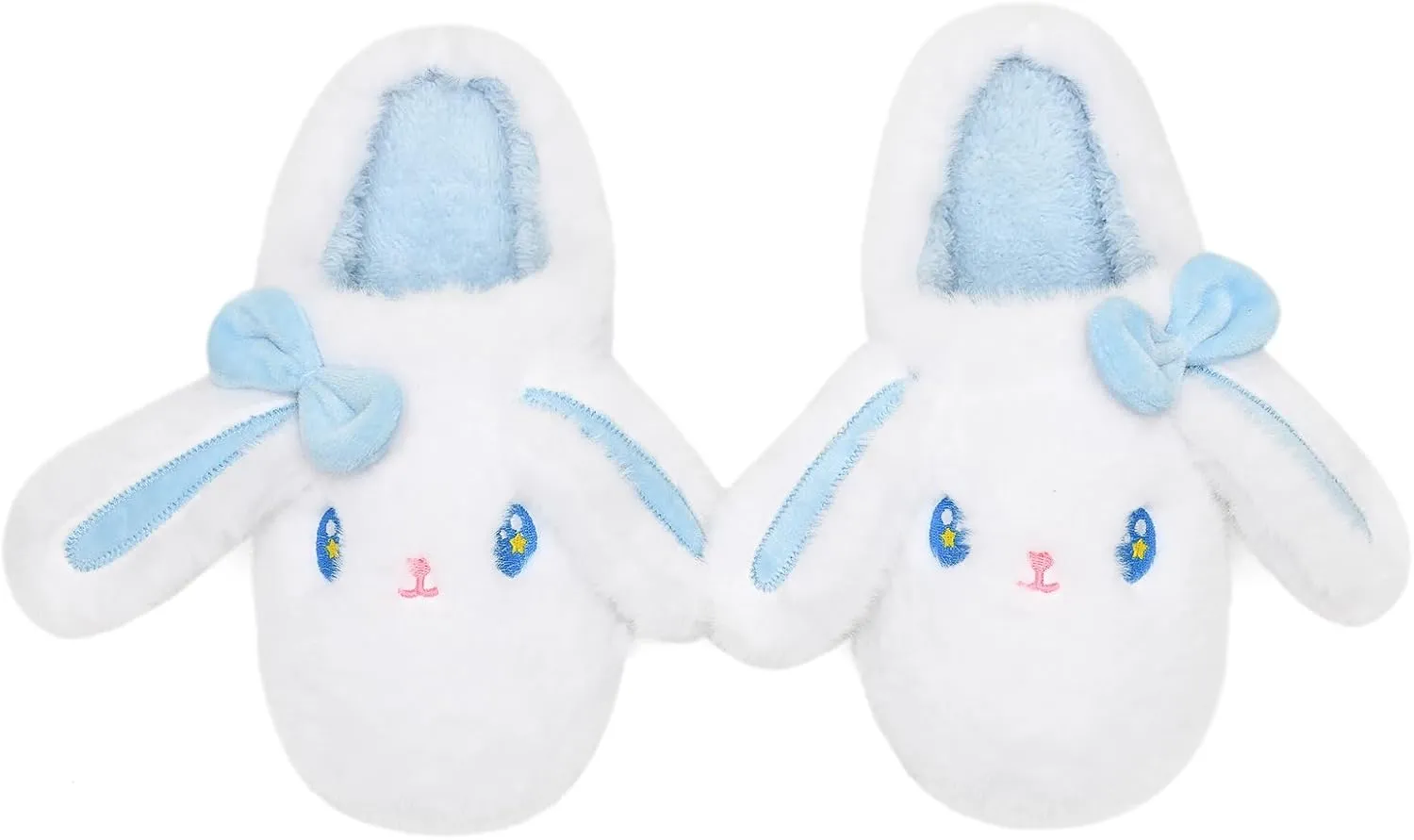 Bunny Animal Slippers for Women and Men, Cute Bow Fuzzy Fluffy Comfy Plush Cartoon Woman Preppy Funny Furry Rabbit Pillow Cloud Home Bedroom House Slipper for Womens Indoor and Outdoor