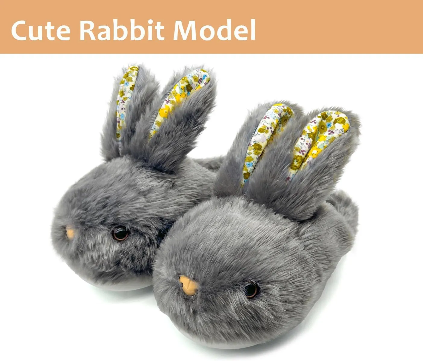 Bunny Slippers for Women Men Cute Plush Rabbit Fuzzy Slippers, Soft Fluffy Animal Winter Warm Indoor House Slippers Shoes