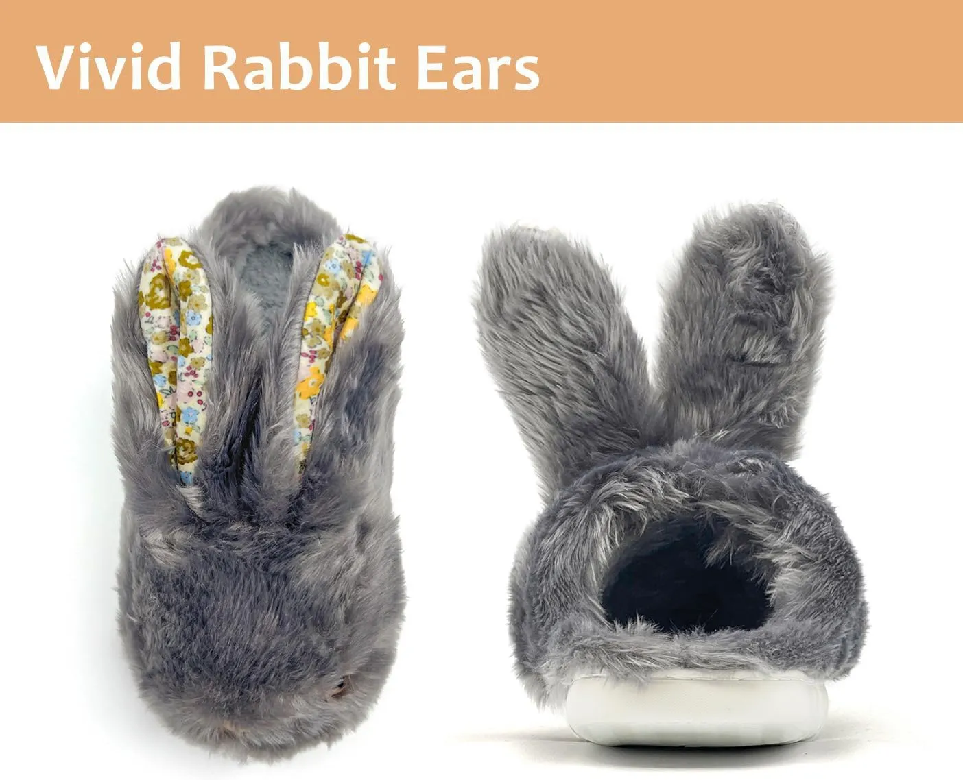 Bunny Slippers for Women Men Cute Plush Rabbit Fuzzy Slippers, Soft Fluffy Animal Winter Warm Indoor House Slippers Shoes