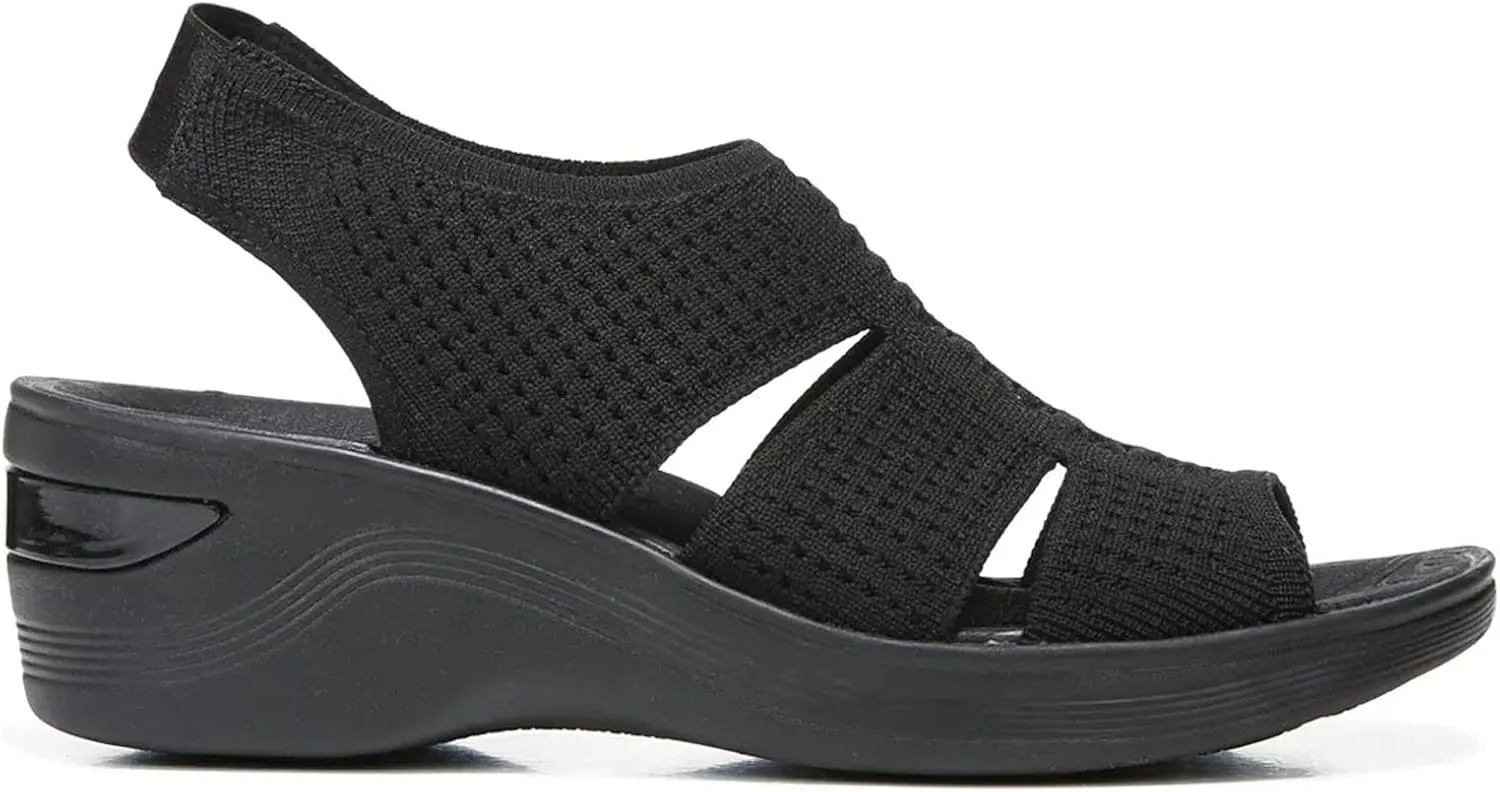 BZees Women's Double Up Slingback Wedge Sandal