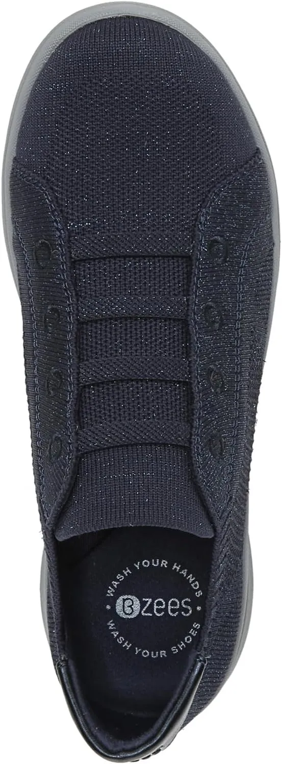 Bzees Womens Golden Knit Slip-On Sneaker