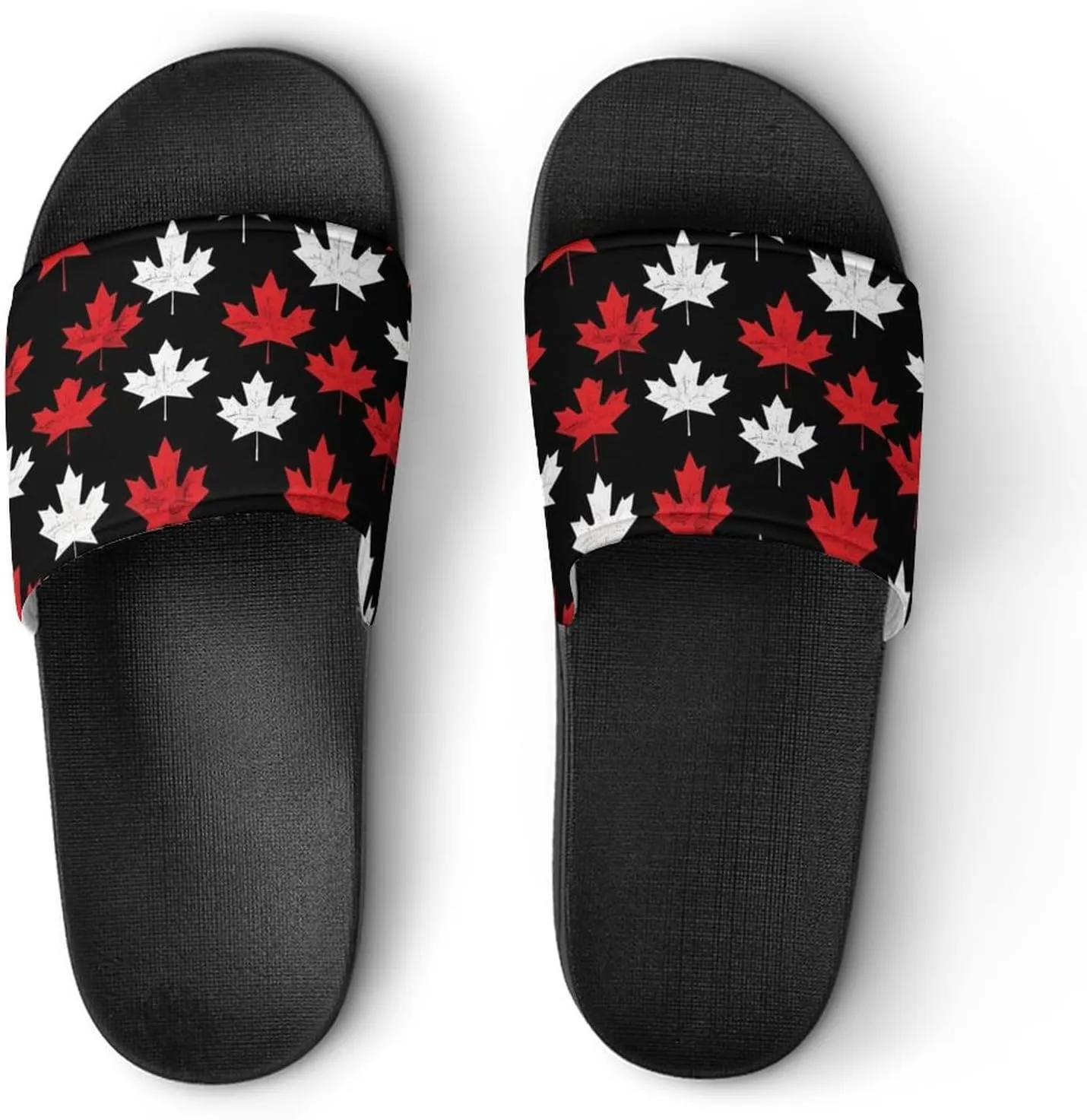 Canada Flag Maple Slippers for Women Men Anti-Slip Shower Slides Open Toe Slippers for Home Outdoor Beach