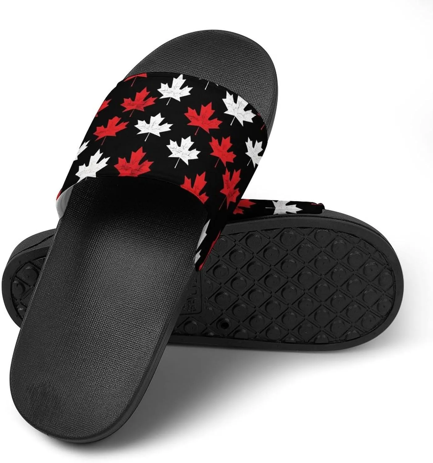 Canada Flag Maple Slippers for Women Men Anti-Slip Shower Slides Open Toe Slippers for Home Outdoor Beach