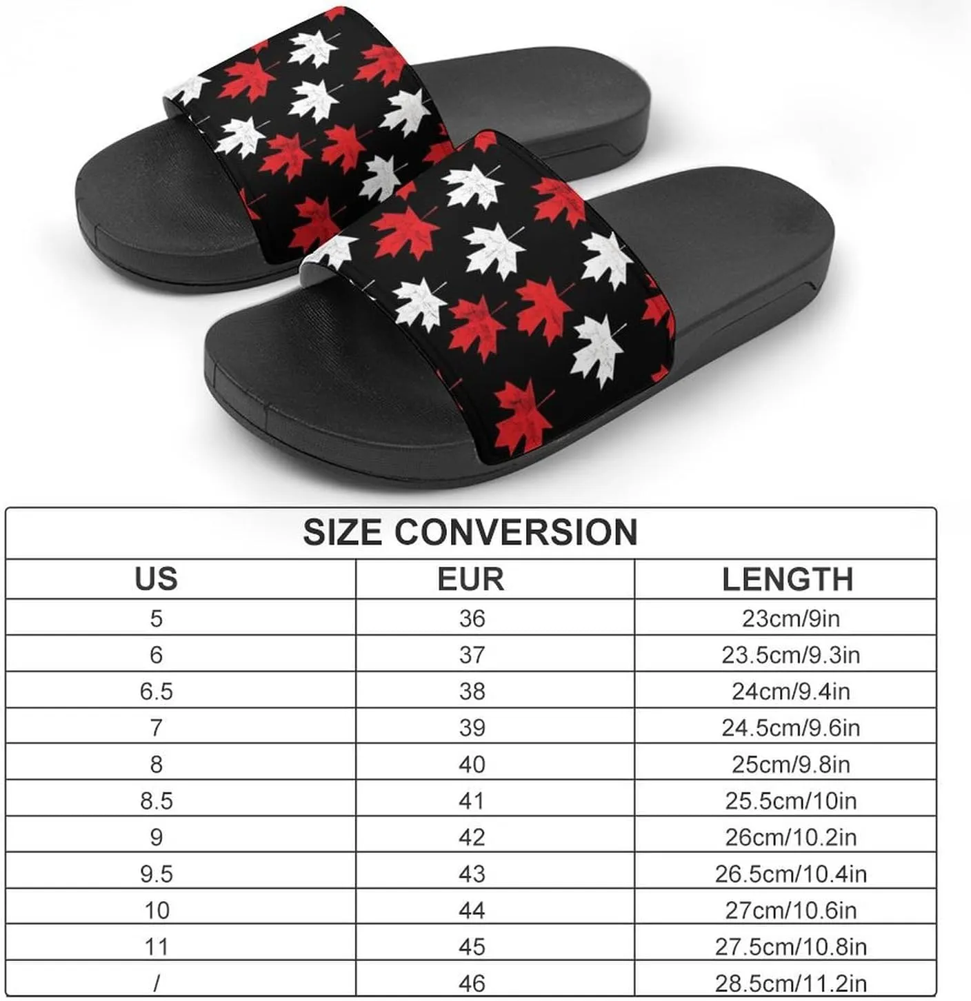Canada Flag Maple Slippers for Women Men Anti-Slip Shower Slides Open Toe Slippers for Home Outdoor Beach