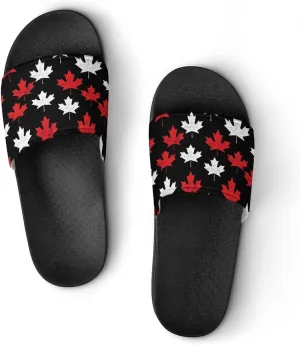 Canada Flag Maple Slippers for Women Men Anti-Slip Shower Slides Open Toe Slippers for Home Outdoor Beach