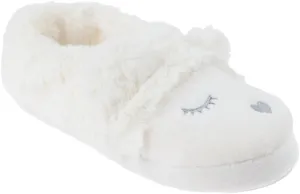 Capelli New York Ladies Bear Faux Fur and Soft Boa Moccasin Slipper with Embroidery, 3D Parts, and Faux Fur Lining, Ivory, XL (9/10)