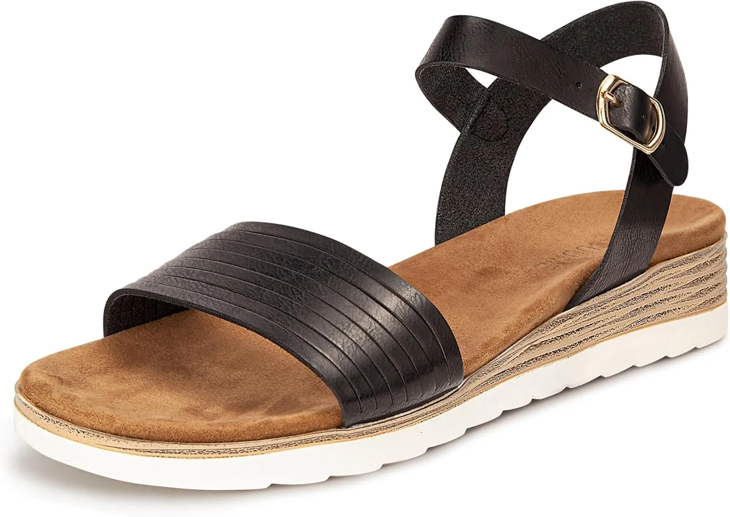 Carcuume Women's Comfortable Lightweight Walking Footbed Arch Support Flat Sandal,DR-00