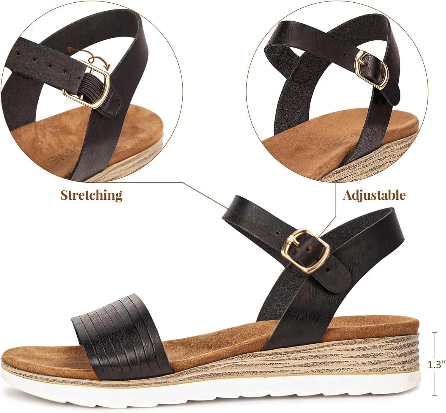 Carcuume Women's Comfortable Lightweight Walking Footbed Arch Support Flat Sandal,DR-00