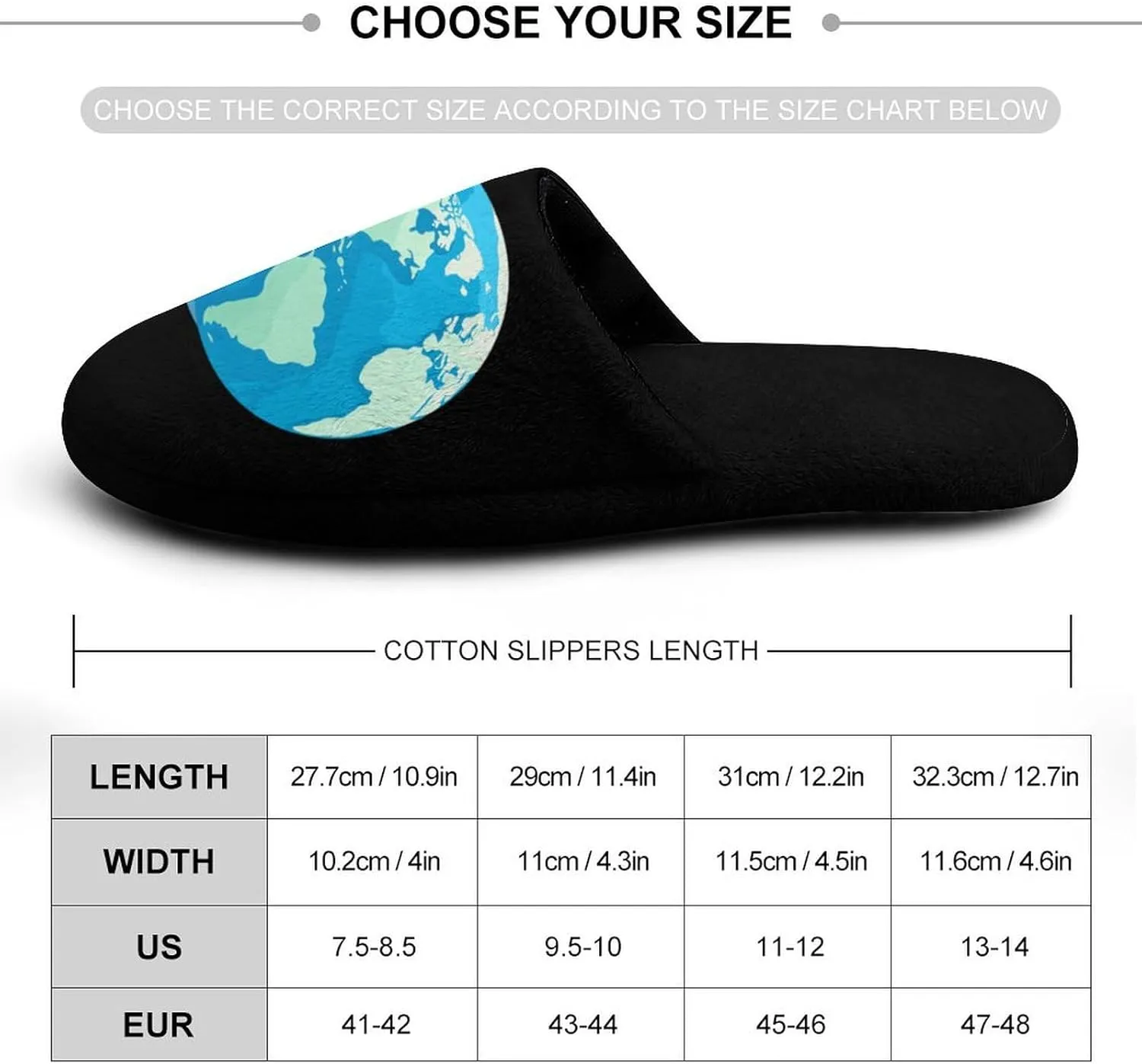 Cartoon Earth House Slippers for Men Warm Plush Slip On Slipper for Indoor Outdoor
