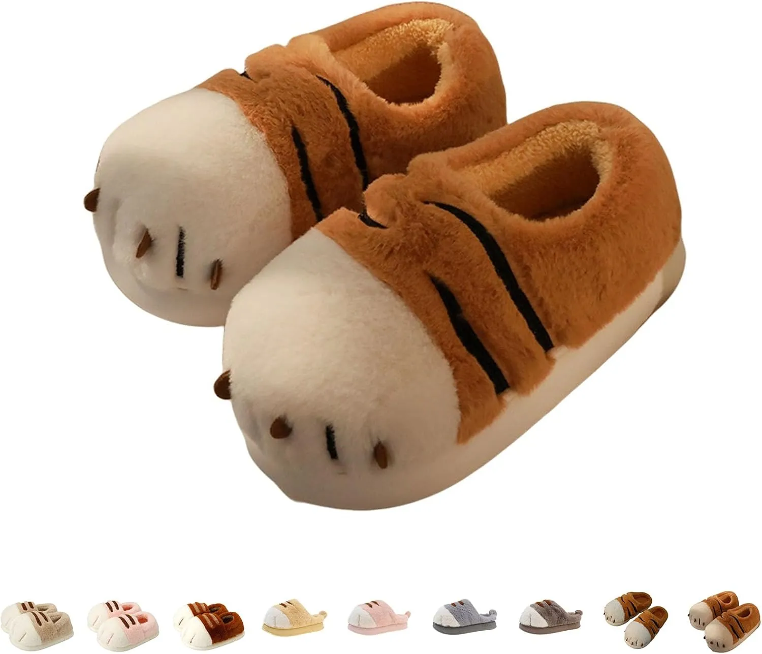 Cat Paw Slippers for Women, Warm Furry Winter House Shoes, Cute Funny 3D Cat Paw Winter Couple Cartoon Slipper