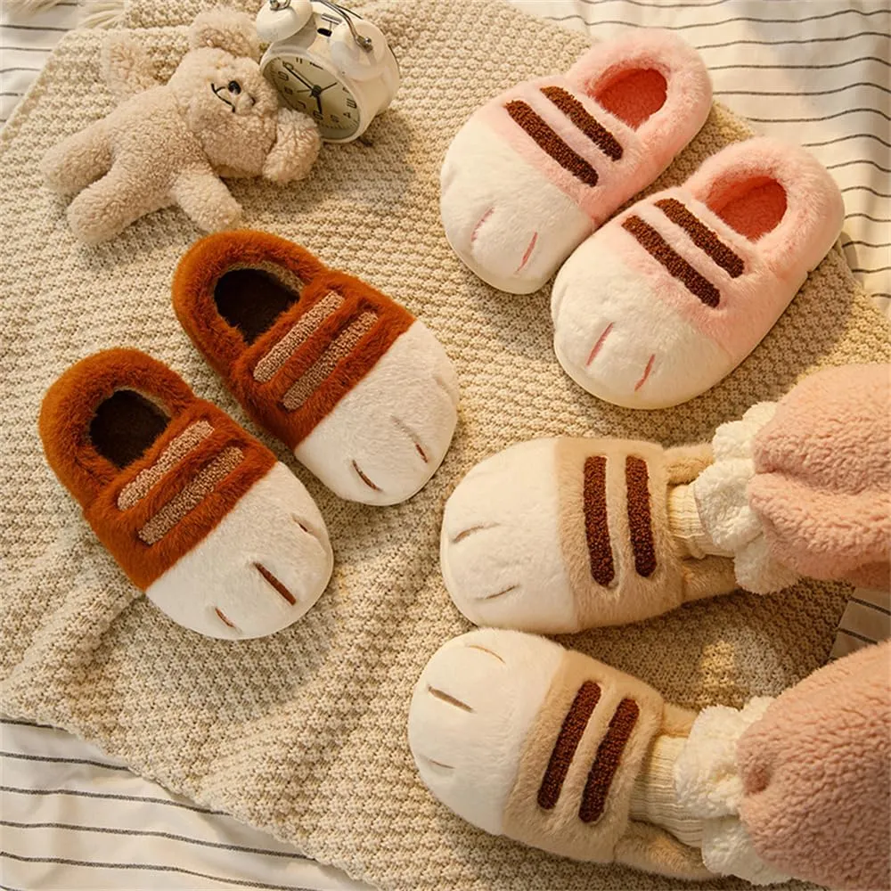 Cat Paw Slippers for Women, Warm Furry Winter House Shoes, Cute Funny 3D Cat Paw Winter Couple Cartoon Slipper