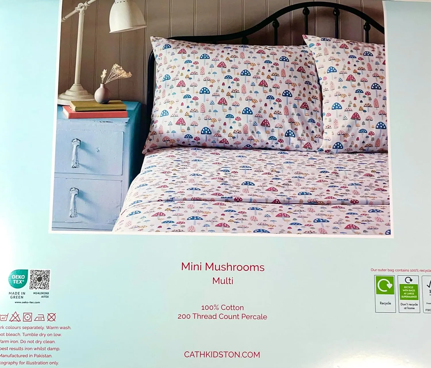 Cath KIDSTON of London Home Luxury Collection 4 Piece 200tc Rose Flora Sheet Set 100% Cotton Percale Crisp & Cool, Lightweight Bedding