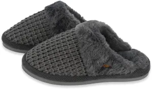 C.C Pattern Knitted Slip-On Slippers With Faux Fur Lining Indoor-Outdoor House For Women