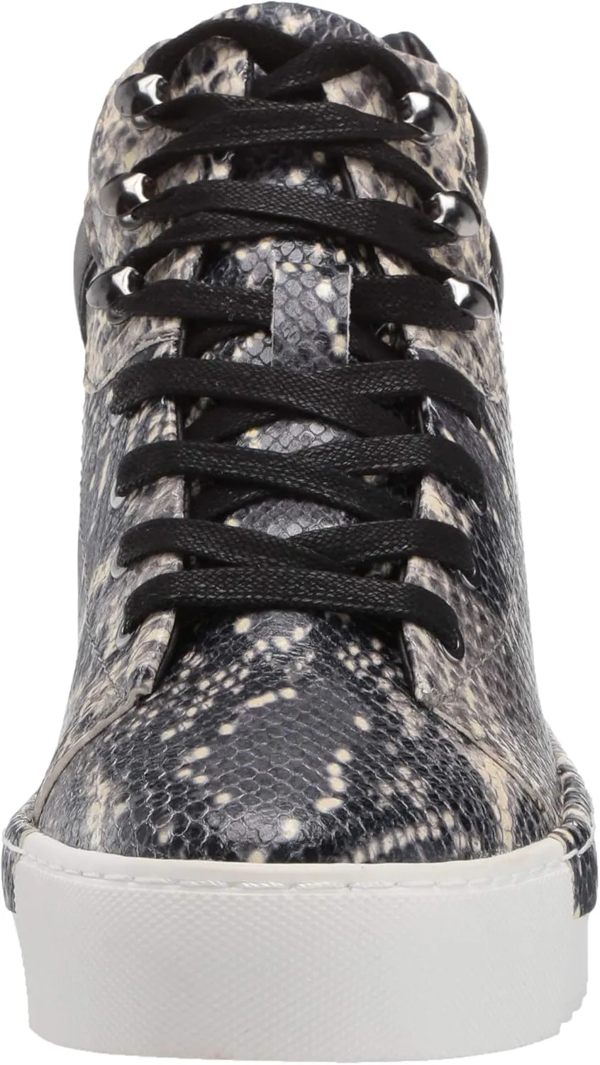 Cecelia New York Silow Leather Platform High Top Sneaker Black/White Snake