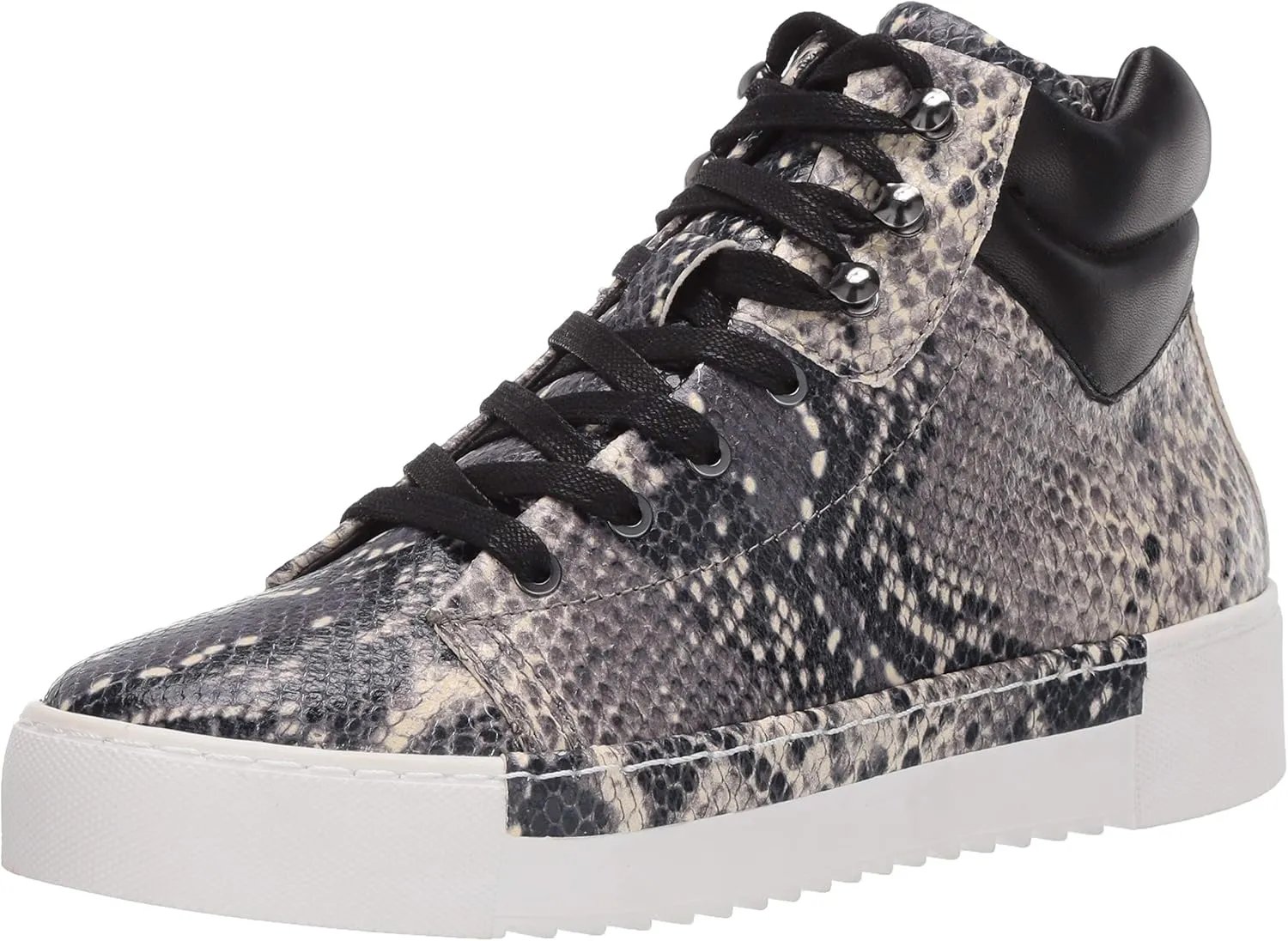 Cecelia New York Silow Leather Platform High Top Sneaker Black/White Snake