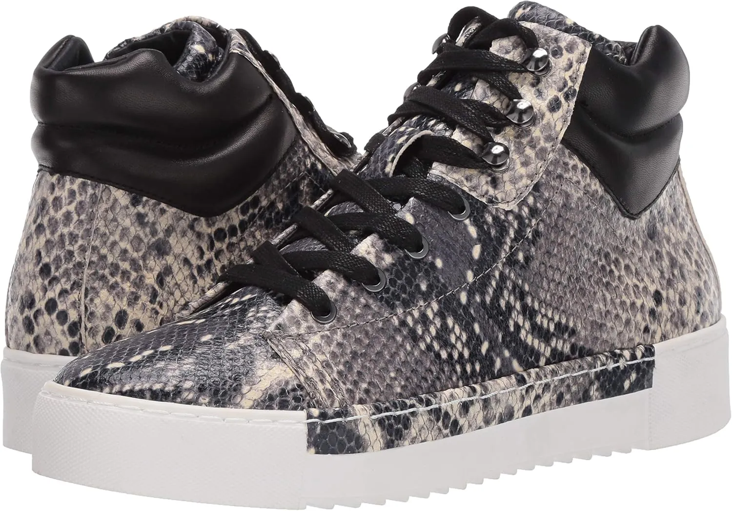 Cecelia New York Silow Leather Platform High Top Sneaker Black/White Snake